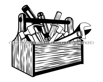 Caixa de ferramentas # 4 SVG, Contratante Svg, Reparador Svg, Construtor, Carpinteiro, Ferramentas Svg, Clipart, Arquivos para Cricut, Arquivos de corte para silhueta, Png, Dxf