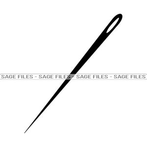 Puede incluir: Una aguja de coser negra con un ojo grande, sobre un fondo blanco. La aguja está en ángulo diagonal de abajo a la izquierda a arriba a la derecha. El texto "SAGE FILES - SAGE FILES - SAGE FILES - SAGE FILES" está impreso.