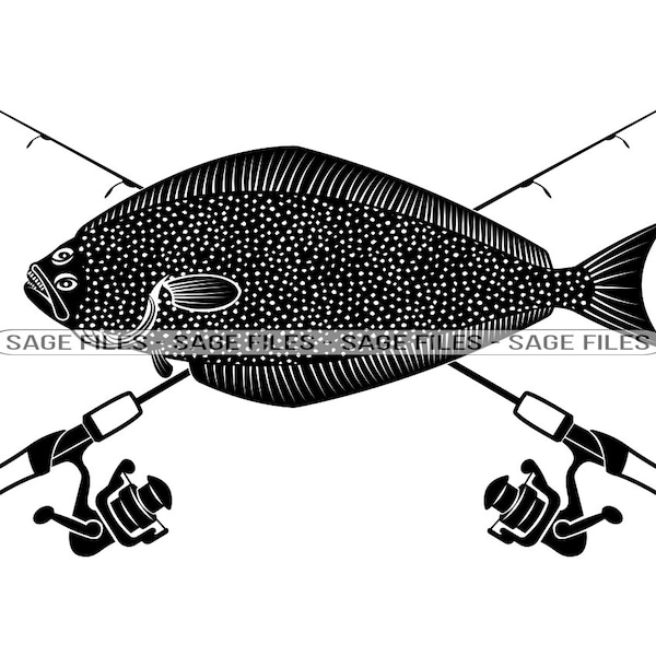 Halibut Fishing SVG, Fishing Logo Svg, Fish Svg, Fishing Clipart, Fishing Files for Cricut, Cut Files For Silhouette, Png, Dxf