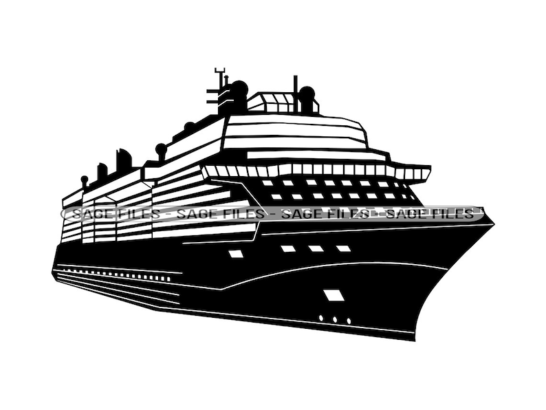 Cruise Ship 2 SVG, Cruise Ship SVG, Cruise Ship Clipart, Cruise Ship Files for Cricut, Cruise Ship Cut Files For Silhouette, Png, Dxf image 1