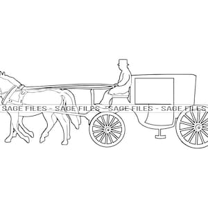 Horse Carriage Outline SVG, Horse Carriage SVG, Coach Svg, Coach Clipart, Coach Files for Cricut, Cut Files For Silhouette, Png, Dxf