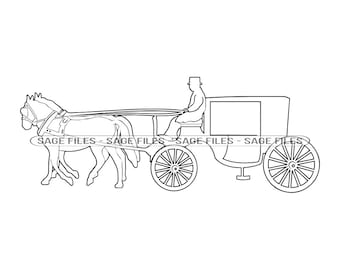 Esquema del carruaje de caballos SVG, Carruaje de caballos SVG, Entrenador svg, Clipart del entrenador, Archivos de entrenador para cricut, Archivos de corte para silueta, Png, Dxf
