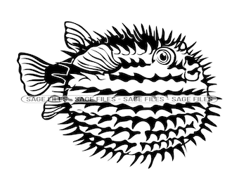 Puffer Fish SVG, Fish Svg, Puffer Fish Clipart, Puffer Fish Files for Cricut, Puffer Fish Cut Files For Silhouette, Png, Dxf