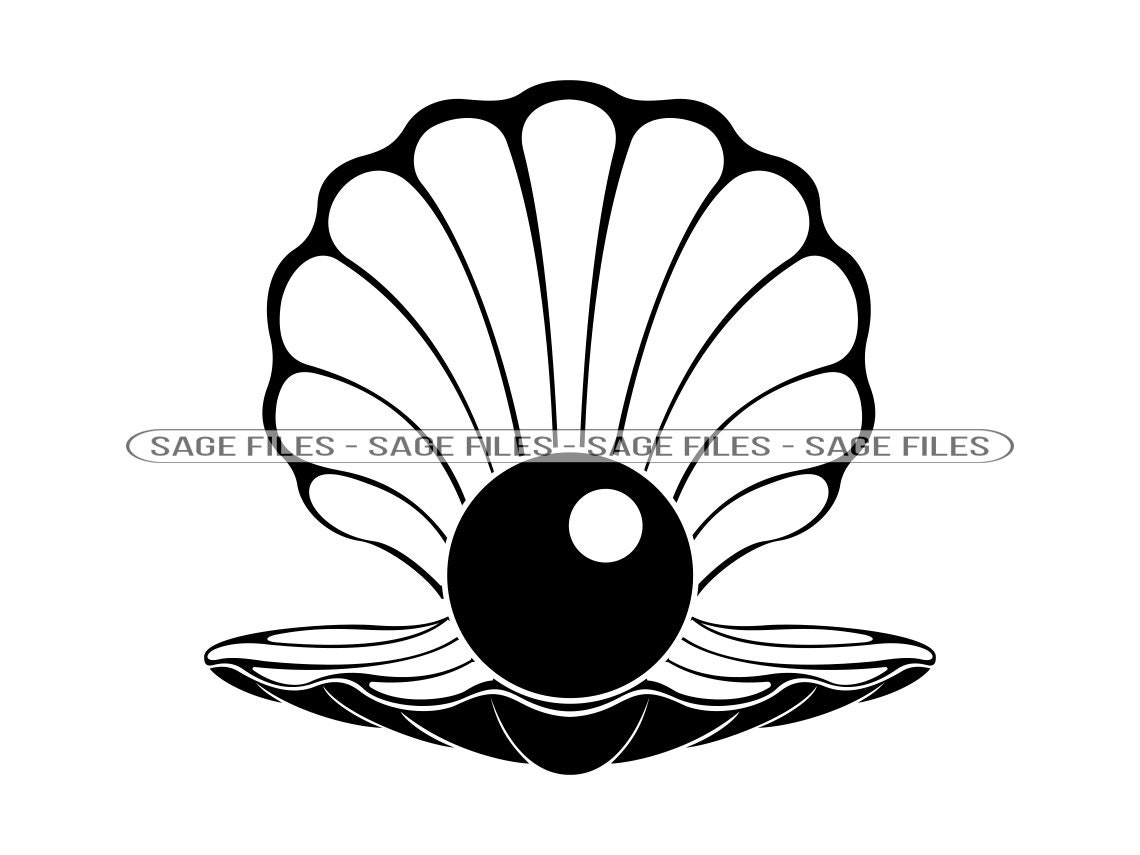 Sea Shell Pearl 2 Svg, Clam With Pearl SVG, Pearl Svg, Clam & Pearl