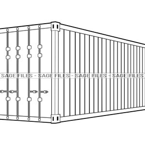 Esquema del contenedor de envío SVG, Clipart del contenedor de envío, Archivos del contenedor de envío para Cricut, Archivos de corte para Silhouette, Png, Dxf