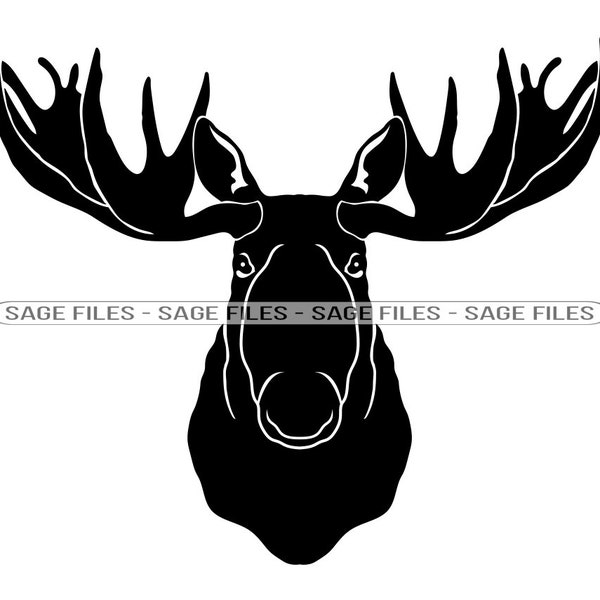 Moose Head #2 SVG, Moose Mascot SVG, Moose Svg, Moose Clipart, Moose Files for Cricut, Moose Cut Files For Silhouette, Png, Dxf,