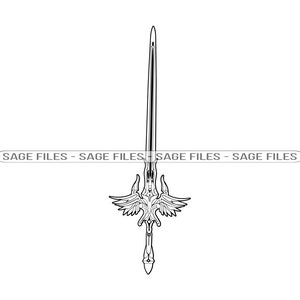 Fantasy Sword Outline SVG, Sword Svg, Sword Clipart, Sword Files for Cricut, Sword Cut Files For Silhouette, Png, Dxf