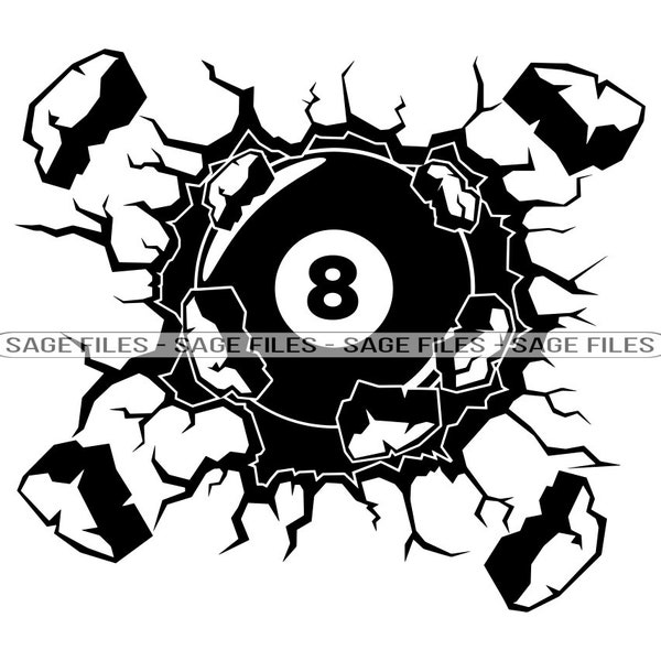 Smashing Billiards Logo SVG, Billiards SVG, Billiards Clipart, Billiards Files for Cricut, Billiards Cut Files For Silhouette, Png, Dxf,