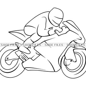 Motorcycle Racing Outline #3 SVG, Motorcycle Racing Clipart, Motorcycle Racing Files for Cricut, Cut Files For Silhouette, Png, Dxf