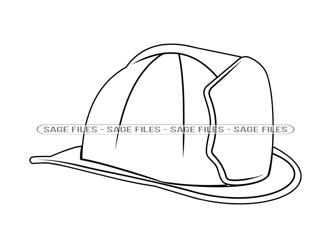 Firefighter Hat Outline SVG Fireman Hat SVG Firefighter Hat Etsy UK