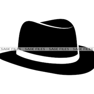 Chapéu clássico SVG, Fedora Hat Svg, Hat Svg, Hat Clipart, Arquivos de chapéu para Cricut, Arquivos de corte de chapéu para silhueta, Png, Dxf