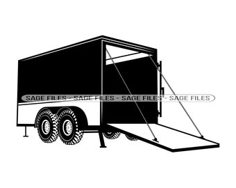 Cargo Trailer SVG, Cargo Trailer Clipart, Cargo Trailer Files for Cricut, Cargo Trailer Cut Files For Silhouette, Png, Dxf