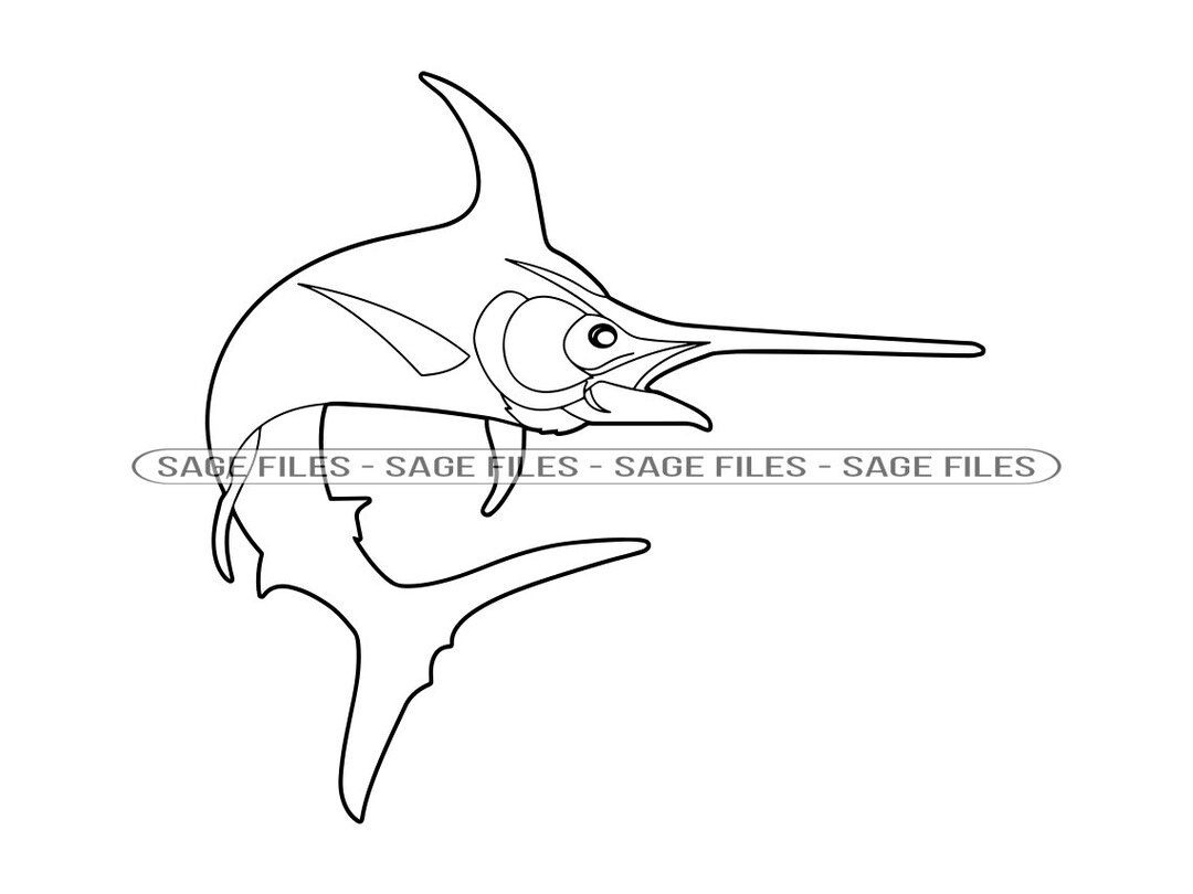 Swordfish Outline SVG Fishing Svg Fish Svg Fishing Clipart Etsy New