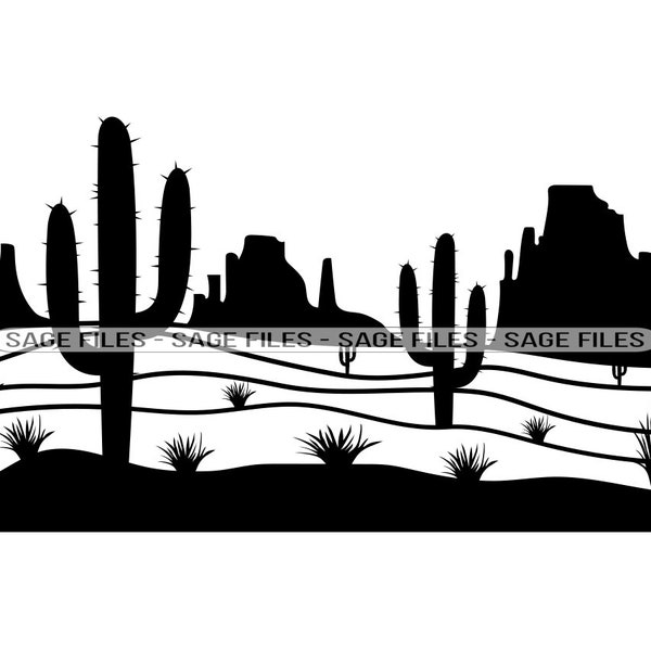 Mojave Desert Svg, Western Desert Landscape Svg, Arizona Desert Svg, Clipart, Files for Cricut, Cut Files For Silhouette, Png, Dxf,