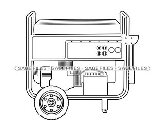 Esquema del generador portátil # 2 SVG, Clipart del generador, Archivos generadores para Cricut, Archivos de corte del generador para silhouette, Png, Dxf