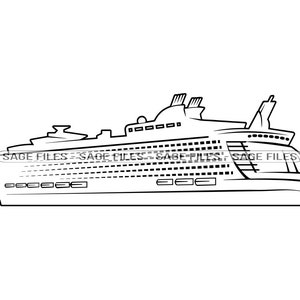 Cruise Ship Outline #8 SVG, Cruise Ship SVG, Cruise Ship Clipart, Cruise Ship Files for Cricut, Cut Files For Silhouette, Png, Dxf