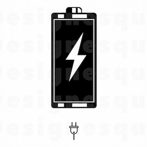 バッテリー充電 #2 SVG、バッテリー SVG、エネルギー SVG、電話 SVG、クリップアート、Cricut 用ファイル、シルエット用カット ファイル、Png、Dxf