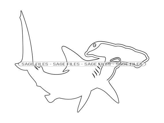 Hammerhead Shark Outline SVG Hammerhead Shark Clipart - Etsy