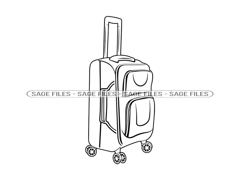 Luggage Outline 2 SVG, Suitcase SVG, Vacation, Travel, Luggage Clipart