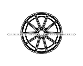 Aro de carro SVG, Roda Svg, Pneu Svg, Body Shop Svg, Roda de carro Svg, Clipart, Arquivos para Cricut, Arquivos de corte para silhueta, Png, Dxf