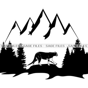 Mountain Lion Wildlife SVG, Mountain Lion Forest Svg, Mountain Lion Svg, PNG, Design, Clipart, Cut Files, Png, Dxf
