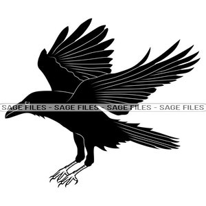 Raven #4 SVG, Raven SVG, Crow Svg, Raven Clipart, Raven Files for Cricut, Raven Cut Files For Silhouette, Png, Dxf