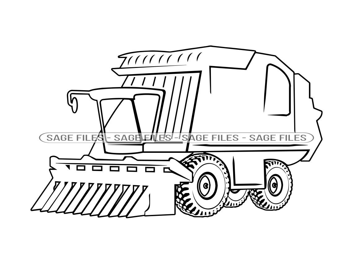 Cotton Picker Outline Svg, Heavy Equipment Svg, Cotton Picker Svg