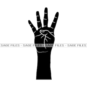 Four Fingers SVG, Hand Count Four SVG, Four Svg, Numbers Svg, Hand Clipart, Hand Files for Cricut, Cut Files For Silhouette, Png, Dxf