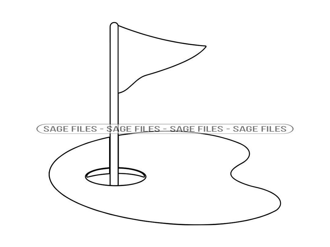 Golf Flag Outline SVG, Golf Hole SVG, Golf Svg, Golf Flag Clipart, Golf ...