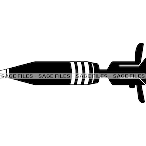 Missile #3 Svg, Missile Svg, Rocket Svg, Bomb Svg, Missile Clipart, Missile Files for Cricut, Missile Cut Files For Silhouette, Png, Dxf