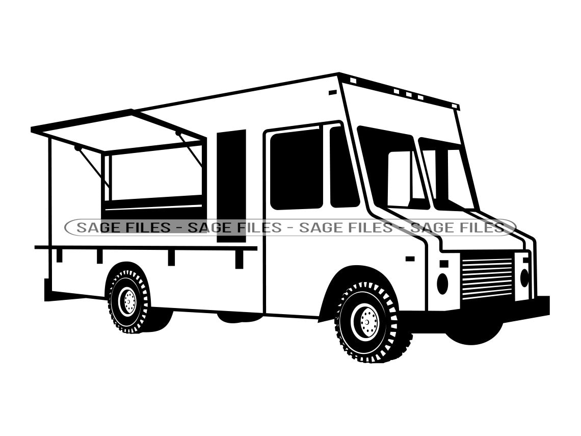 food truck clip art black and white