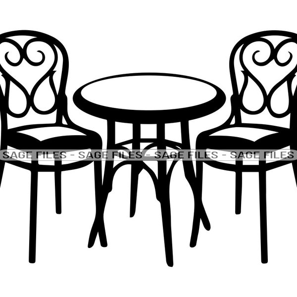 Stühle & Tisch #3 SVG, Tisch svg, Stuhl Svg, Stühle und Tisch Clipart, Tischdateien für Cricut, Cut Files für Silhouette, Png, Dxf
