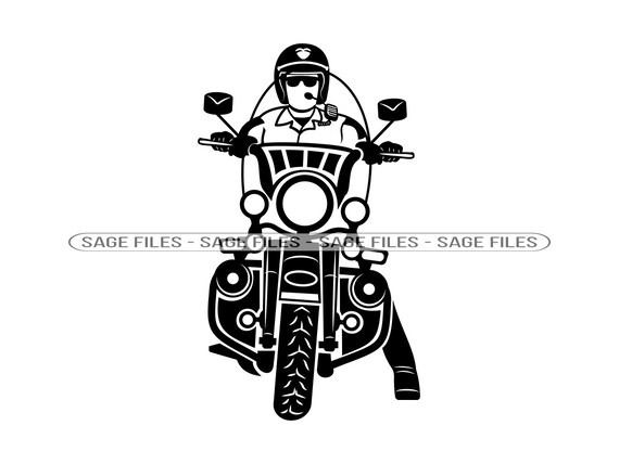 Police Motorcycle Clipart Black And White