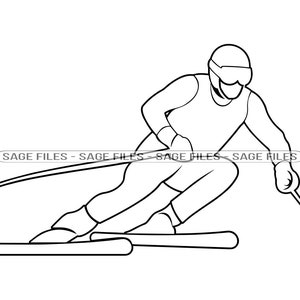 Skiing Outline SVG, Skiing Svg, Skiing Clipart, Skiing Files for Cricut, Skiing Cut Files For Silhouette, Png, Dxf