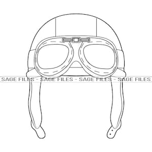 Aviator Helmet Outline SVG, Pilot Hat SVG, Pilot Svg, Clipart, Aviator Helmet Files for Cricut, Cut Files For Silhouette, Png, Dxf