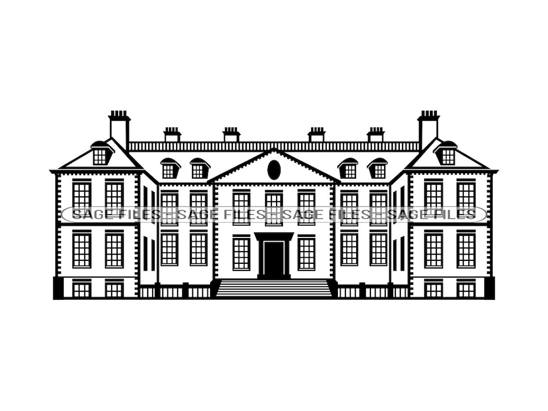 English Manor House SVG, Mansion Svg, House Svg, Home Svg, Mansion Clipart, Mansion Files for