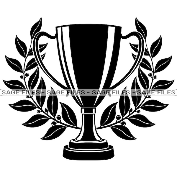 Laurel & Trophy SVG, Award Svg, Prize Svg, Trophy Clipart, Trophy Files for Cricut, Trophy Cut Files For Silhouette, Png, Dxf