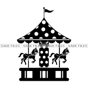 Carrossel #2 SVG, Carrossel SVG, Fair Svg, Carrossel Clipart, Arquivos de carrossel para Cricut, Arquivos de corte de carrossel para silhueta, Png, Dxf