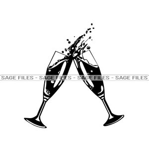 Toast Glass #2 SVG, Wine Glass SVG, Champagne Glass, Celebration, Party, Clipart, Files for Cricut, Cut Files For Silhouette, Png, Dxf