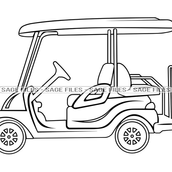 Golf Cart Outline SVG, Golf Cart Svg, Golf Cart Clipart, Golf Cart Files for Cricut, Golf Cart Cut Files For Silhouette, Png, Dxf