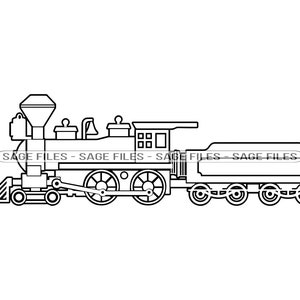 Esquema del tren # 7 svg, tren svg, máquina de vapor svg, locomotora svg, clipart, archivos para cricut, archivos cortados para silueta, png, dxf