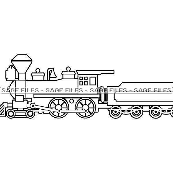 Train Outline #7 Svg, Train Svg, Steam Engine Svg, Locomotive Svg, Clipart, Files for Cricut, Cut Files For Silhouette, Png, Dxf