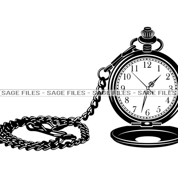 Pocket Watch SVG, Watch Svg, Pocket Watch Clipart, Pocket Watch Files for Cricut, Pocket Watch Cut Files For Silhouette, Png, Dxf