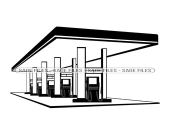 Posto de gasolina Svg, Petróleo Svg, Gasolina Svg, Combustível Svg, Clipart de posto de gasolina, arquivos para Cricut, arquivos cortados para silhueta, Png, Dxf