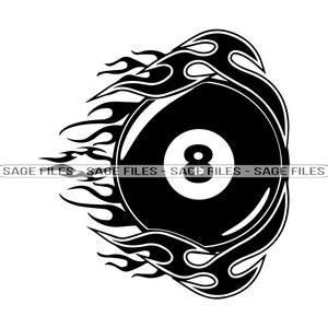 Flaming Billiard Ball SVG, Billiards Svg, Pool Svg, Billiards Clipart, Billiards Files for Cricut, Cut Files For Silhouette, Png, Dxf