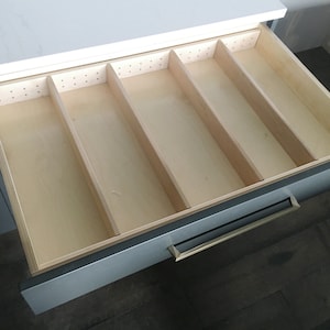 Custom Adjustable Standard Height (2-1/4&quot;) Solid Wood Drawer Divider - Front to Back