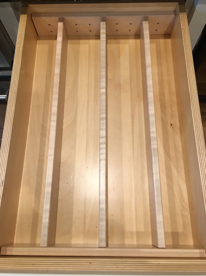 Custom Adjustable Standard Height 21/4 Solid Wood Drawer Divider Front