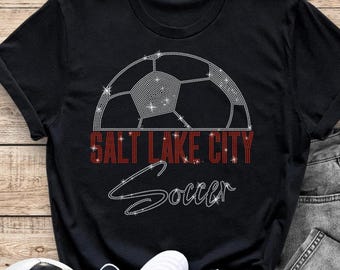 Salt Lake City Rhinestone Soccer T-Shirt: Soft Cotton Team Tee
