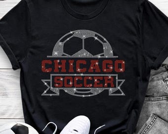 Chicago Rhinestone Soccer T-Shirt: Game Day Sports Tee