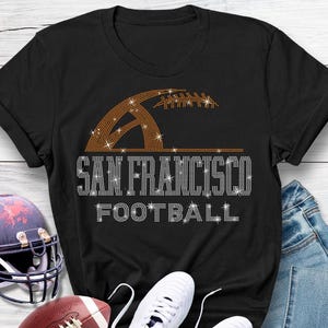 San Francisco Rhinestone Sunday Football T-Shirt, Team Mascot Shirt, Game Day Sports Apparel, Trendy Football Gift for Football Mama